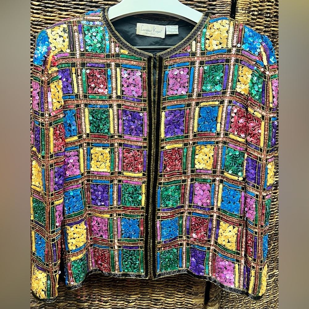 Laurence Kazar Vibrant Sequin Blazer- Vintage, XLarge
